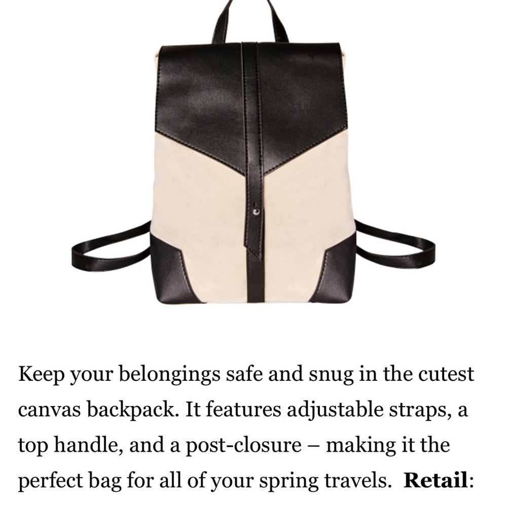 🎉HP🎉 NWOT Deux Lux cream & black Demi canvas backpack - Picture 2 of 16